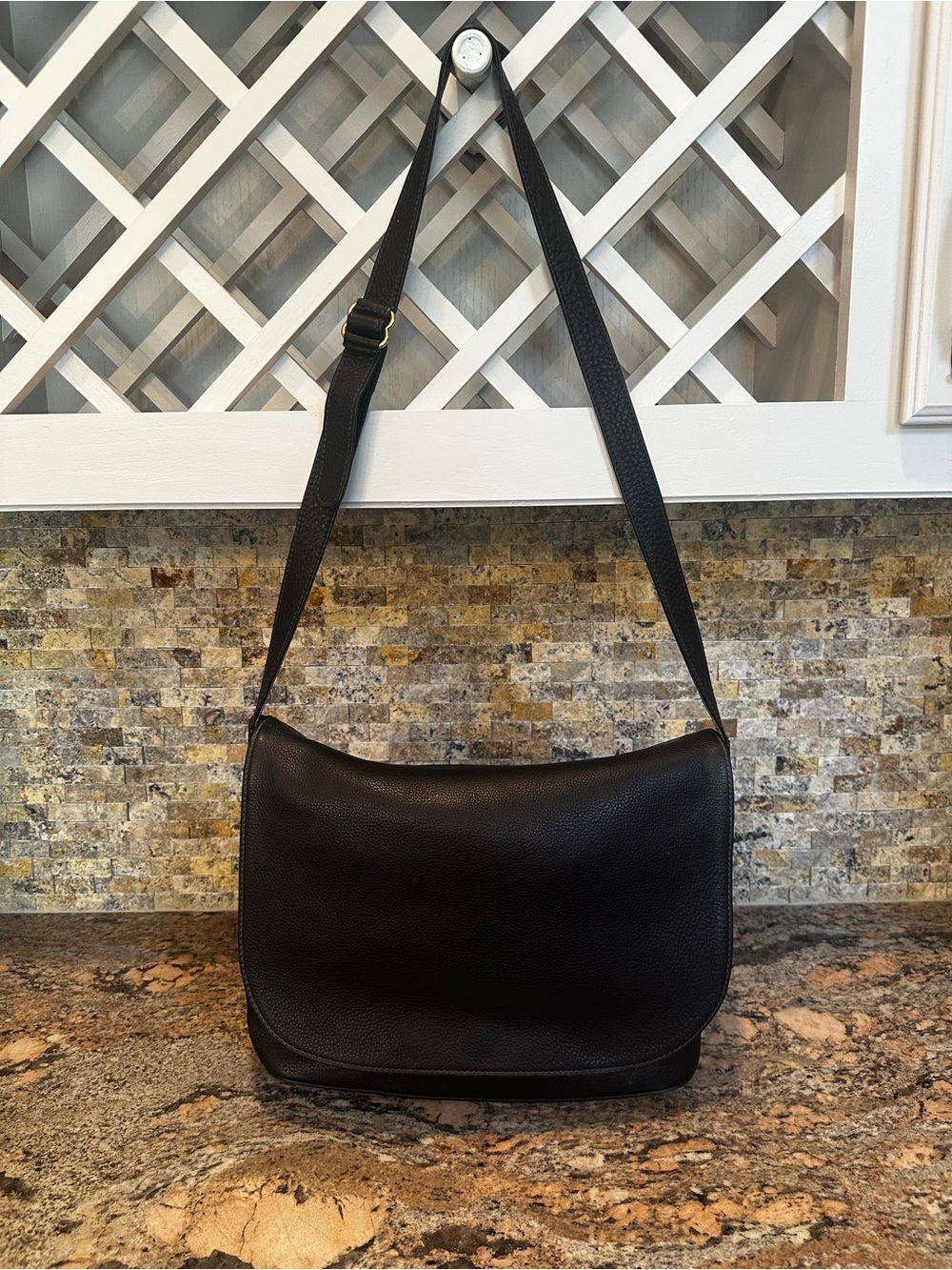 Vintage 1994 Coach Sonoma School Bag 4902 Natural Grain Black Leather Made in US